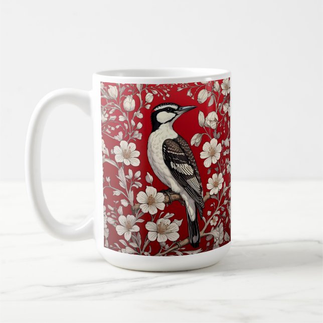 Elegant Woodpecker Blommigt William Morris Inspire Kaffemugg (Vänster)