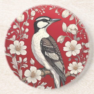 Elegant Woodpecker Blommigt William Morris Inspire Underlägg