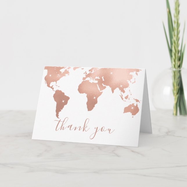 Elegant World Map Travel Äventyr Baby Shower Tack Kort (Framsida)