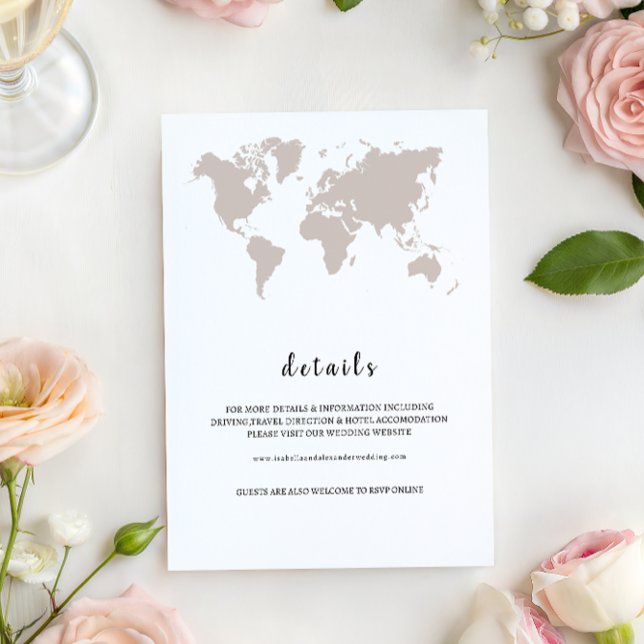 ELEGANT World Map Wedding details Inbjudningar (Skapare uppladdad)
