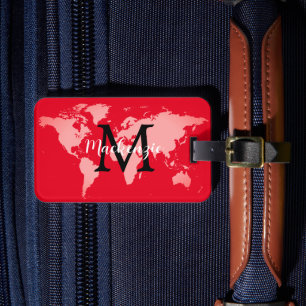 Elegant World Traveler Karta Monogrammed Namn Bagagebricka