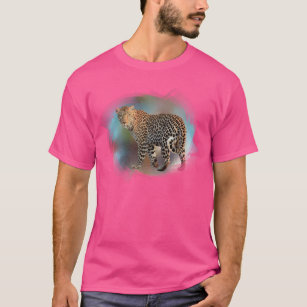 Elegant Wow Rosa Färg Mallen Leopard Modern T Shirt