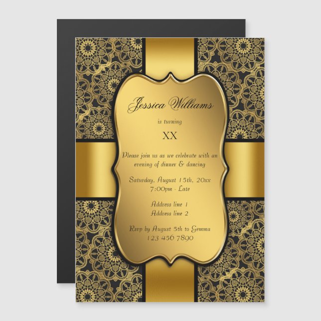 Elegant Wrapped Birthday Magnetisk Inbjudningskort (Fram/baksida)