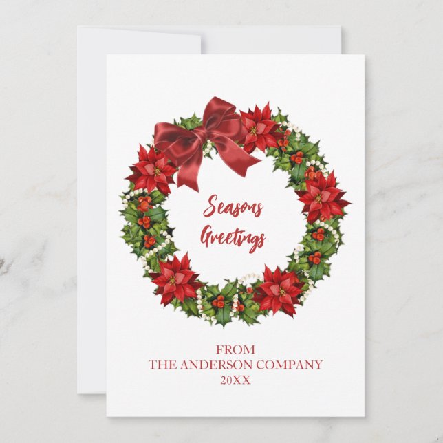 Elegant Wreath Company Säsongens hälsningar  Julkort (Framsida)