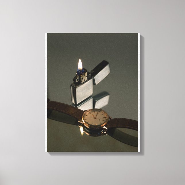 Elegant wristwatch and lighter art art canvastryck (Framsida)