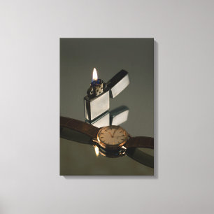 Elegant wristwatch and lighter art art canvastryck