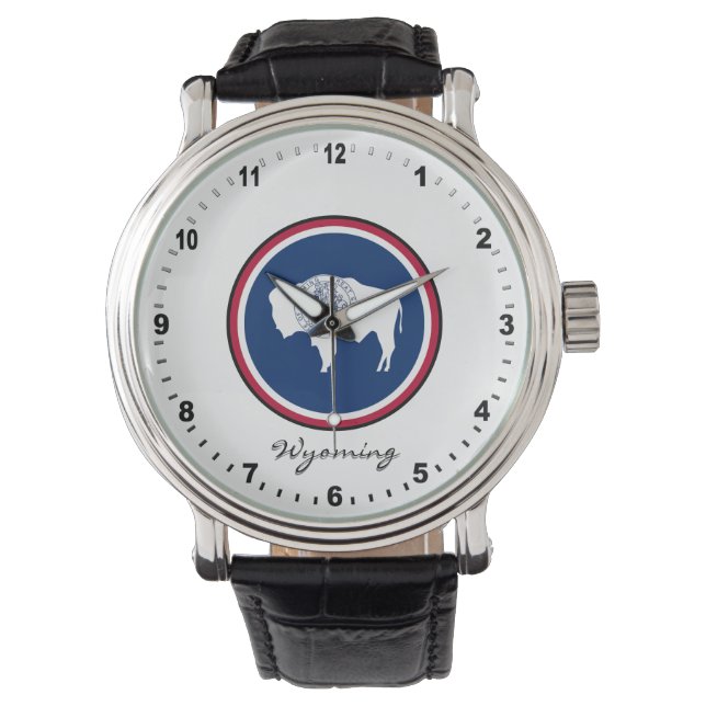 Elegant Wyoming Watch & Wyoming Flagga / USA Armbandsur (Framsida)