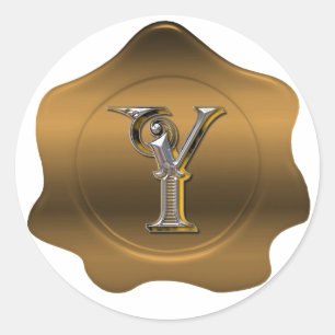 Elegant Y Monogram Bronze Vax sälstift Runt Klistermärke