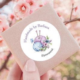 Elegant Yarn Knitting Nål Runt Klistermärke