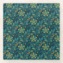 Elegant Yellow and Teal Floral Pattern Design