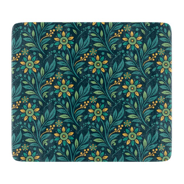 Elegant Yellow and Teal Floral Pattern Design (Framsidan)