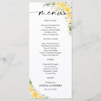 Elegant Yellow Baby Shower Menu Meny