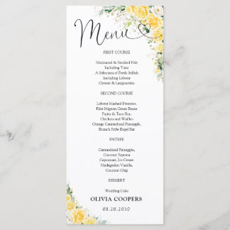 Elegant Yellow Baby Shower  Menu Meny