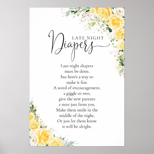 Elegant Yellow Baby Shower Poster (Framsidan)