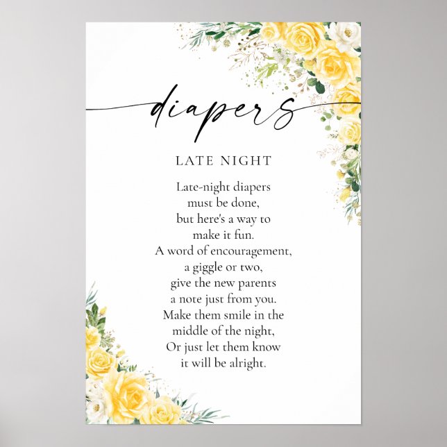 Elegant Yellow Baby Shower Poster (Framsidan)