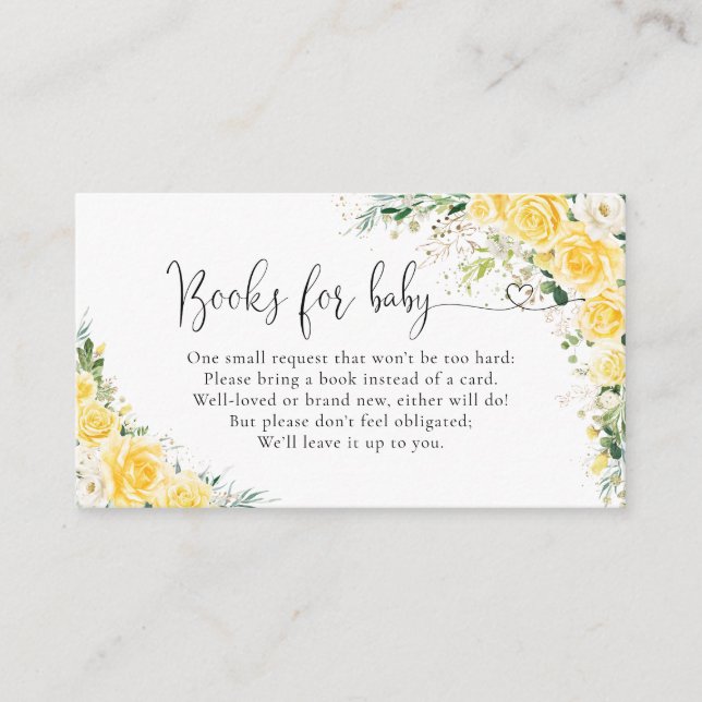 Elegant Yellow Books For Baby Enclosure card Tilläggskort (Framsida)