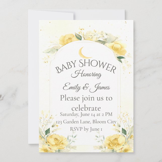 Elegant Yellow Daffodil Baby Shower Invitation Inbjudningar (Framsida)