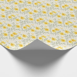 Elegant Yellow Daffodil Floral Wrapping Paper Presentpapper