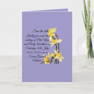 Elegant Yellow Daffodil wedding Save the Date Card Kort