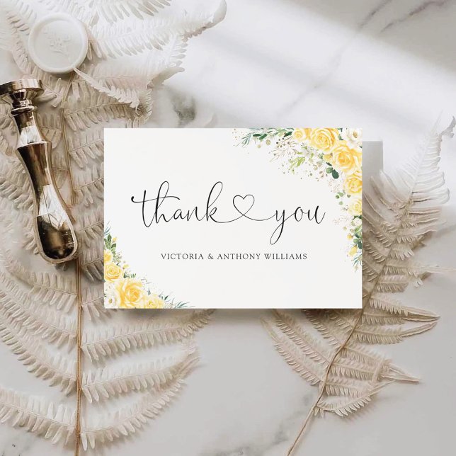 Elegant Yellow Flat Thank You Card Tack Kort (Skapare uppladdad)