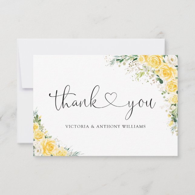 Elegant Yellow Flat Thank You Card Tack Kort (Framsida)