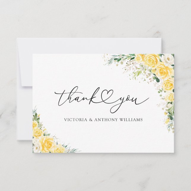Elegant Yellow Flat Thank You Card Tack Kort (Framsida)
