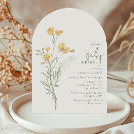 Elegant Yellow Floral Baby Shower Inbjudningar