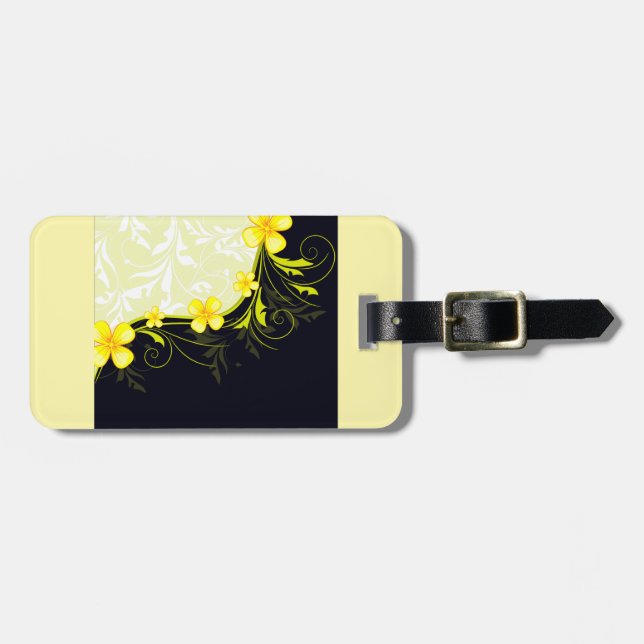 Elegant Yellow Floral Damask Bagagebricka (Horisontell Framsida)
