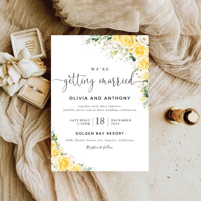Elegant Yellow Floral Wedding Invitation Inbjudningar (Skapare uppladdad)