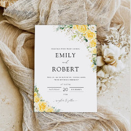 Elegant Yellow Floral Wedding Invitation Inbjudningar