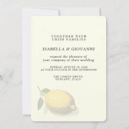 Elegant Yellow Lemon Tuscany Wedding Inbjudningar
