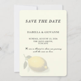 Elegant Yellow Lemon Tuscany Wedding Save The Date Inbjudningar