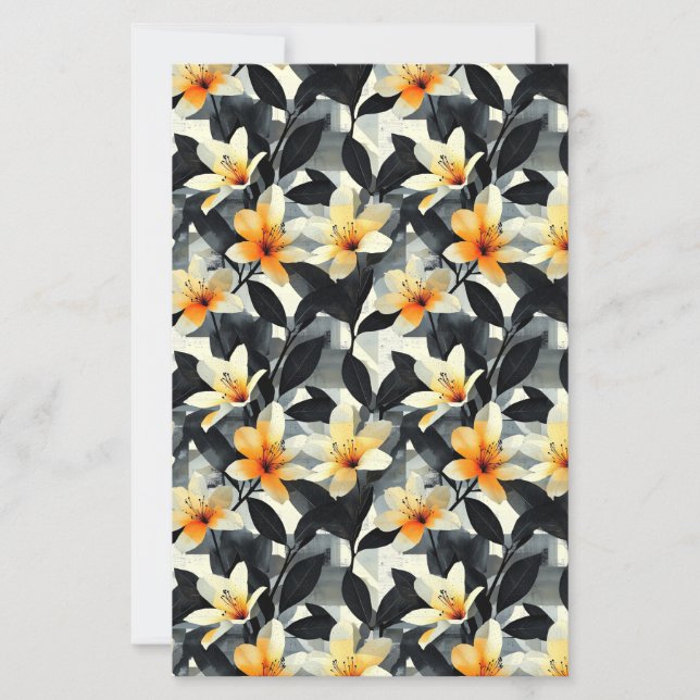 Elegant Yellow Lily Flowers Scrapbook Paper (Framsida)