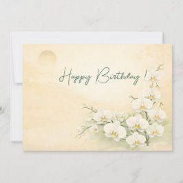 Elegant Yellow Orchid Birthday Card Julkort