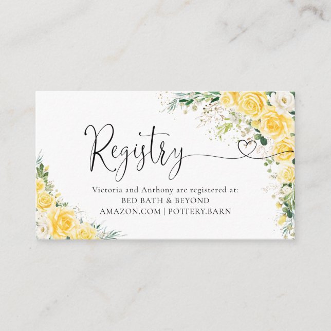Elegant Yellow Registry Enclosure Card Tilläggskort (Framsida)
