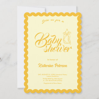 Elegant Yellow Scalloped Baby Shower Invitation Inbjudningar