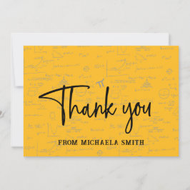 Elegant Yellow Script Typography Math Graduation Tack Kort