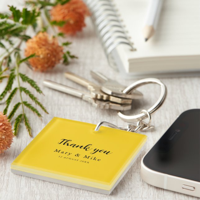 Elegant Yellow Thank You Keychain Gift Idea (Högra Framsidan)
