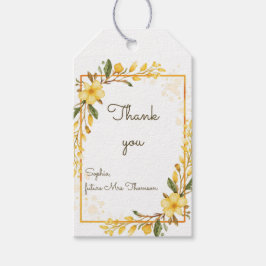 Elegant Yellow Watercolor Floral Bridal Shower Presentetikett