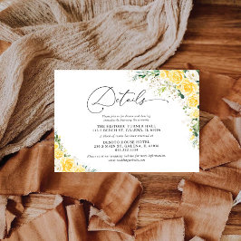 Elegant Yellow Wedding Details Card Tilläggskort