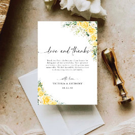 Elegant Yellow Wedding Folded Thank You Card Tack Kort
