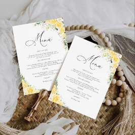 Elegant Yellow Wedding Menu Meny