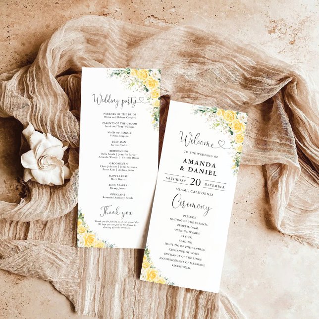 Elegant Yellow Wedding Program (Skapare uppladdad)
