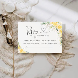 Elegant Yellow Wedding RSVP Card OSA Kort