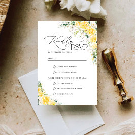Elegant Yellow Wedding RSVP Card OSA Kort