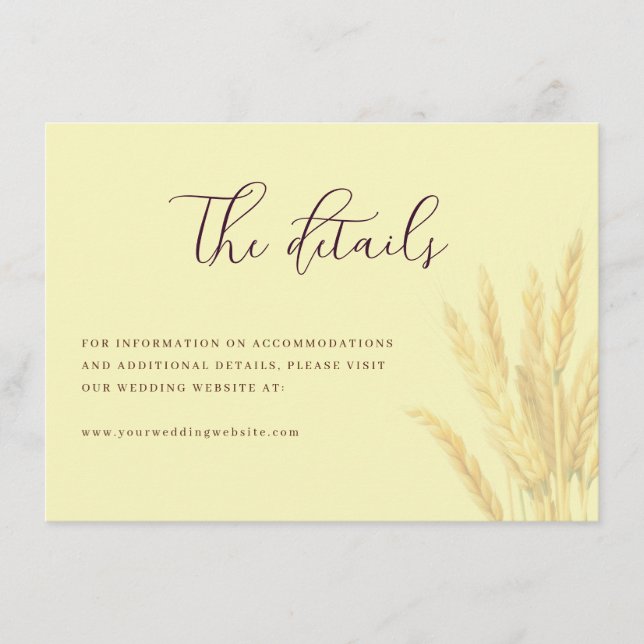 Elegant Yellow Wheat Stalks Tilläggskort (Framsida)