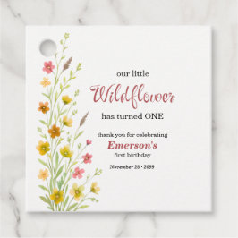 Elegant Yellow Wildflower 1st Birthday Party Gåvor Etiketter