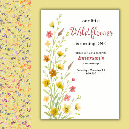 Elegant Yellow Wildflower 1st Birthday Party Inbjudningar