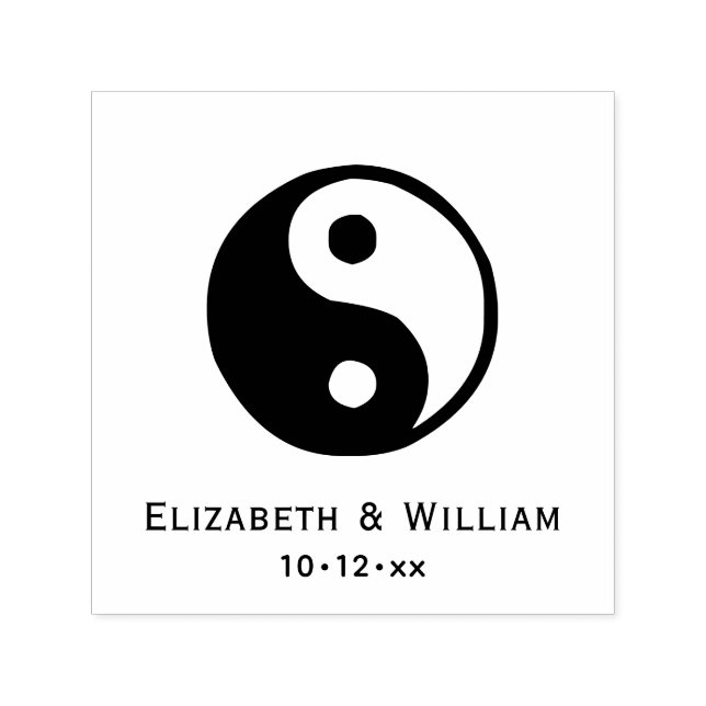 Elegant Yin Yang-symbol Kärlek Bröllopsnamn Datum Självfärgande Stämpel (Design)