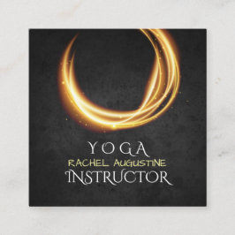 Elegant YOGA Black & Guld ZEN Symbol Glowing Light Fyrkantigt Visitkort